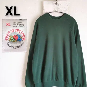 90s USA 프룻 오브 더 룸 무지 맨투맨 XL 그린