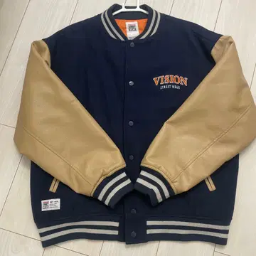 VISION STREET WEAR 바시티 자켓 네이비/베이지