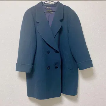 다크 블루 더블 브레스트 울 코트