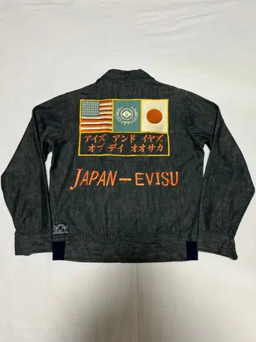 EVISU G 데님 자켓 스카잔 자수 샴브레이
