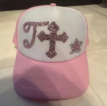 스톤 장식 트래커 캡 핑크