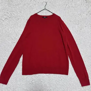 유니클로 캐시미어 100% 크루넥 니트 스웨터 빨간색 L 사이즈