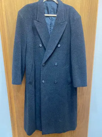 [가벼운] 그레이 더블 브레스트 체스터 코트