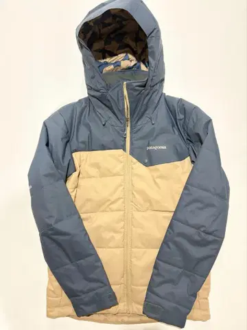 patagonia 후드 부착 다운 자켓 네이비/베이지