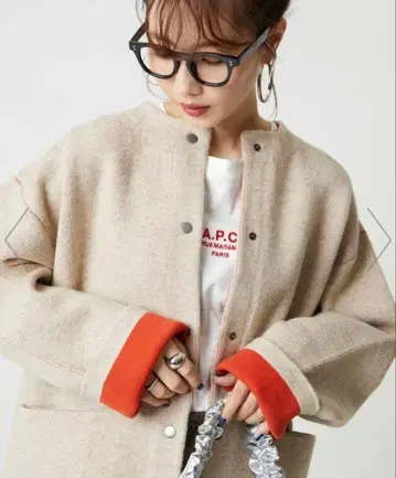 프릭스스토어 안쪽 배색 스냅 니트 가디건 오렌지 25AW