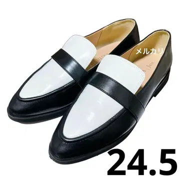 HARUTA 스틸레토 로퍼 24.5 블랙 화이트 Juze 새상품급