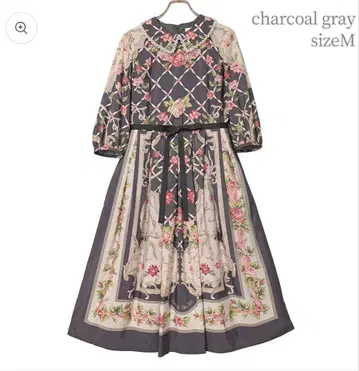 새상품 멜로디 바스켓 로제 스카프 원피스 차콜 그레이