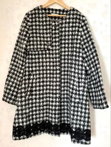 HARMONICA 롱 코트 노카라 코트 가을/겨울 레이스 하운드투스