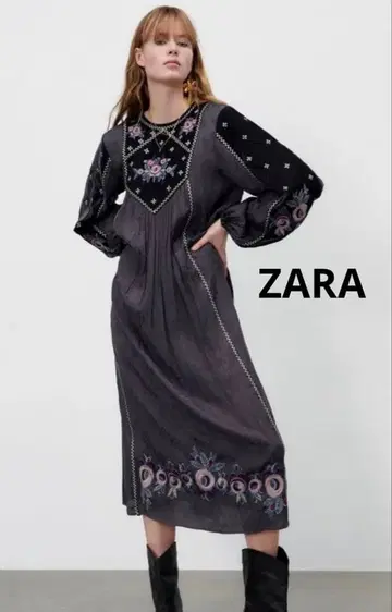 택 포함 새상품 자라 보헤미안 자수 롱 원피스 L 빅 사이즈