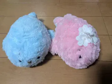 [ 마더 가든 ] 시로탄 핑크와 블루 봉제 인형 2개 세트 복슬복슬