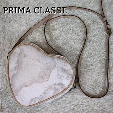 프리마 클라쎄 숄더백 하트형 세계지도 PVC 화이트
