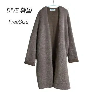 DIVE 한국 롱 코트 핑크 브라운 브라운 루즈한 사이즈 겨울 의류 모