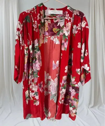 ZARA WOMAN 꽃무늬 가디건 빨간색