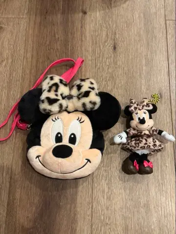 표범 무늬 미니 봉제 인형 참 파우치 set