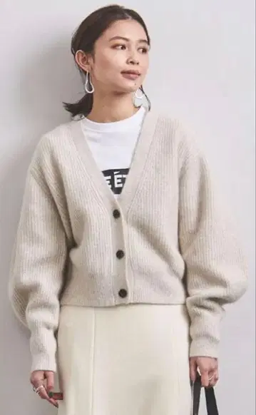 UNITED ARROWS W/FOX 퍼프 슬리브 가디건 W