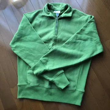 Champion 리버스 위브 하프 지퍼 트레이닝복 그린 컬러