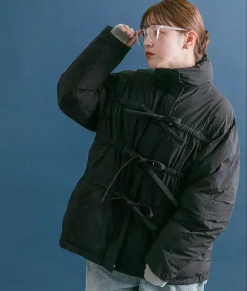 [ 새상품 ] KBF 프론트 리본 패딩 자켓 블랙