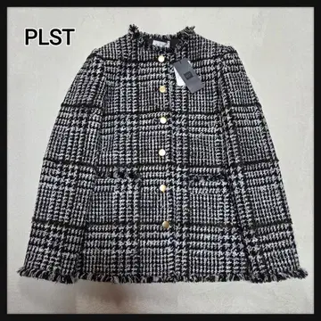 [택 포함 새상품] PLST 트위드 노카라 자켓 체크 무늬 S 사이즈