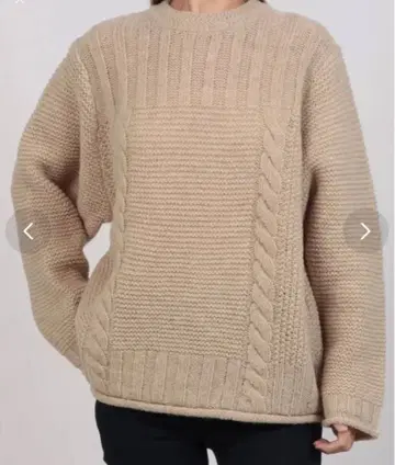 OMNES (옴네스) 울 100% 믹스 패턴 풀오버 니트 (베이지)