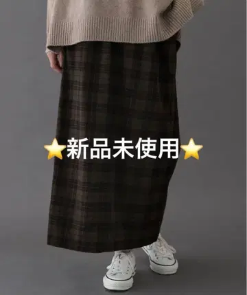 FORK&SPOON 체크 스트레이트 스커트 BEIGEKHAKI/2