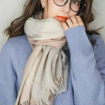 택 포함 새상품 macocca 스톨 머플러 생 캐시미어 체크 스톨