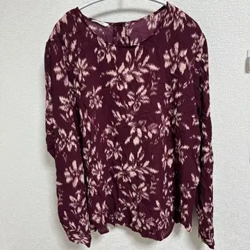 레어 maurices 버건디 꽃무늬 긴팔 블라우스