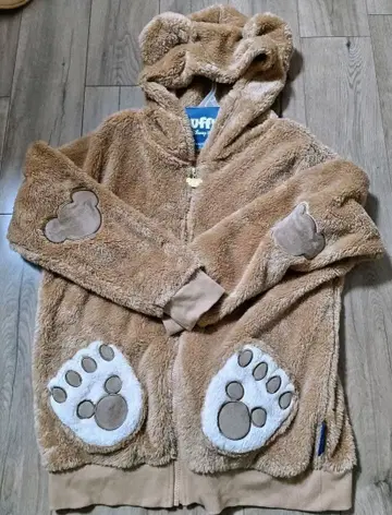 곰 귀 달린 플리스 후드티