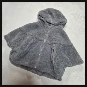 [새상품급] 보아 판초 테디베어 알파카 혼방 실크 혼방 후드 부착 그레이