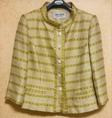 jun ashida 테일러드 자켓 크림색과 그린 스트라이프 11호