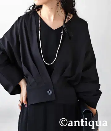 antiqua 턱 디자인 가디건 블랙