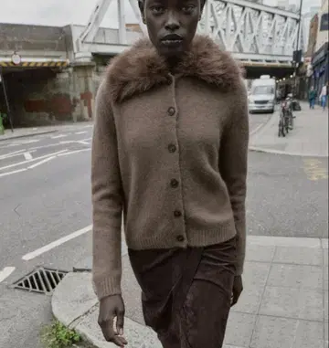 새상품 ZARA 퍼풍 라펠 니트 자켓 가디건 L