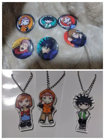 주술회전 아크릴 키링 & 캔뱃지 로손 HMV 한정판