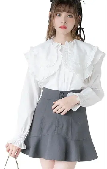 빅 세일러 프릴 옷깃 긴팔 블라우스