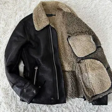 무스탕 가죽 자켓 양가죽 L XL 블랙 브라운