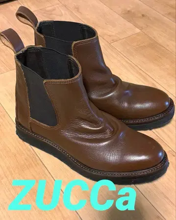 [ ZUCCa ] 새상품급 소가죽 사이드 고어 부츠 코게 브라운 24cm