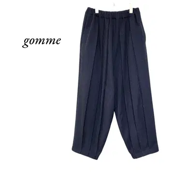 새상품급! gomme 턱 플리츠 사루엘 팬츠 네이비 밴딩