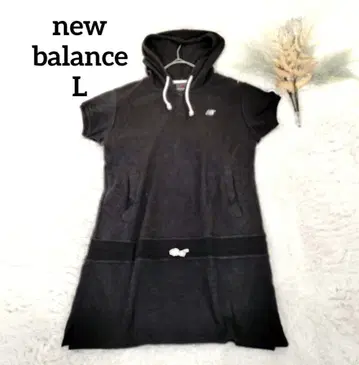 뉴발란스 여성용 골프웨어 (L) 블랙 후드 부착 반팔 튜닉