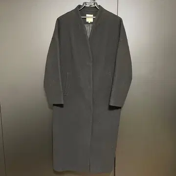 블랙 노카라 롱 코트