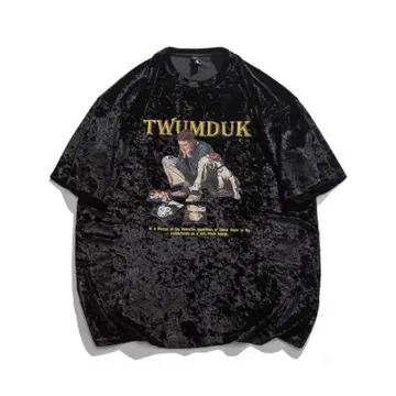 TWIMDUK 벨벳 오버 사이즈 T셔츠