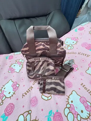 제브라 패턴 브라운 백 3종 세트