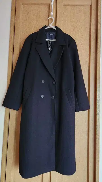 빅 사이즈 더블 브레스트 롱 코트 다크 네이비 4L