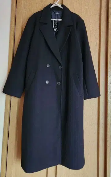 빅 사이즈 더블 브레스트 롱 코트 다크 네이비 4L