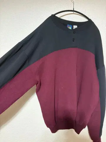 90s FIRST RUN 하프 버튼 2톤 컬러 맨투맨