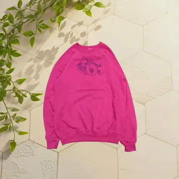 빈티지 [80s 90s] 핑크 맨투맨 M 레트로 프린트