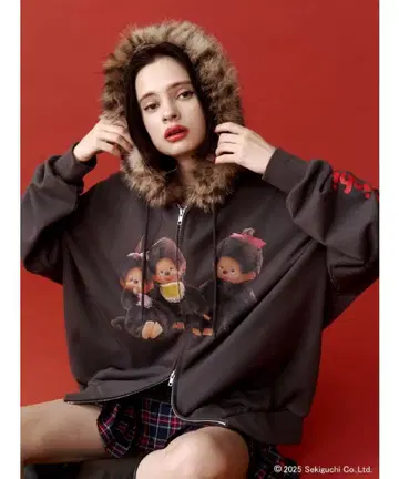 monchhichi x jouetie 퍼 도킹 ZIP 후디 미개봉 새상품