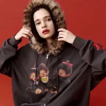 monchhichi x jouetie 퍼 도킹 ZIP 후디 미개봉 새상품