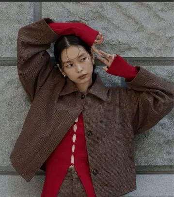 hellam 체크 숏 자켓