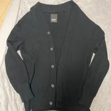 DENHAM 다크 그레이 리브 편직 가디건