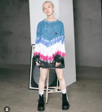 X-girl 타이 다이 컬러 니트