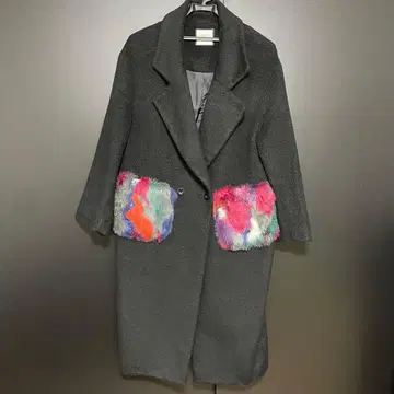 컬러풀 퍼 포켓 체스터 코트